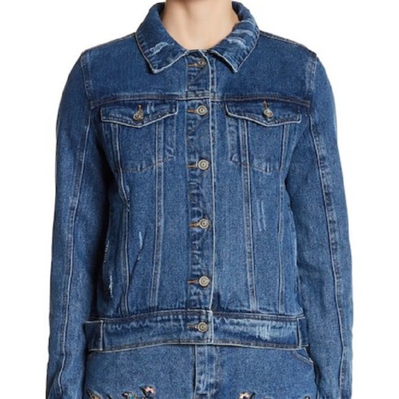 NWT Lunik Embroidered Denim Jacket Sz L - Picture 5 of 13